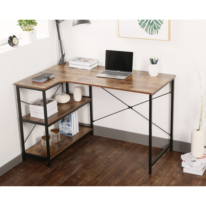 Everfurn Anthony L-Shaped Corner Work Desk - Steel Frame - Guards On Duty Shop & Security Guards