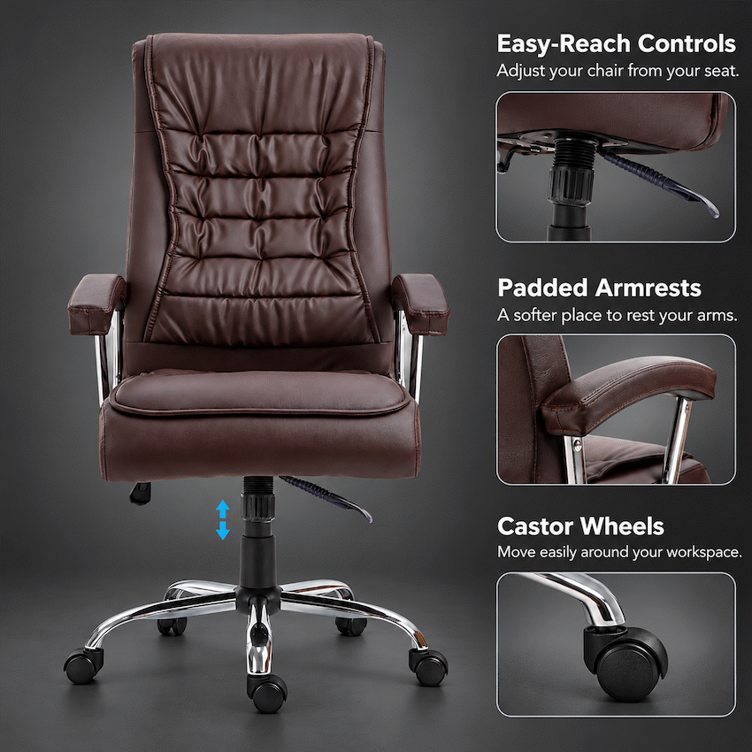 Everfurn Louis High Back Office Chair - Coffee