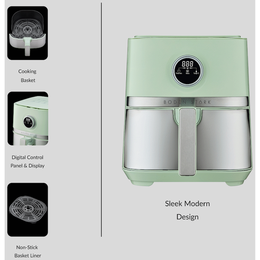 Boden Stark 5.0L Digital Air Fryer Green - Guards On Duty Shop & Security Guards