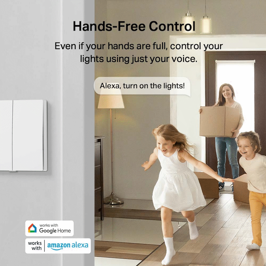 Tapo TP-Link Tapo S220 Smart 868mhz Light Switch 2-Gang 1-Way, No Neutral Required