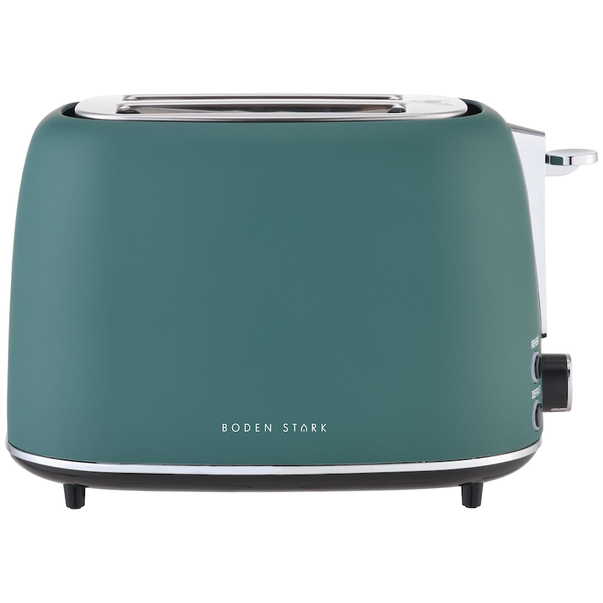 Boden Stark Matte Stainless Steel Toaster - Green