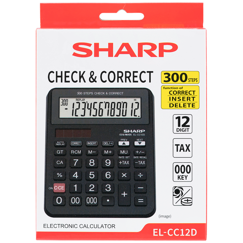 Sharp EL-CC12D Desk Calculator - CheckCorrect Tax - Guards On Duty Shop & Security Guards