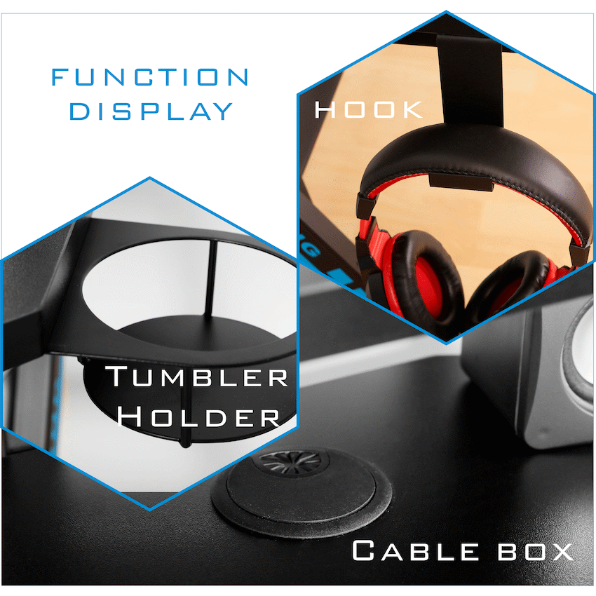 VX Gaming Donahue Gaming Desk - Black with Headphone Hook - Guards On Duty Shop & Security Guards
