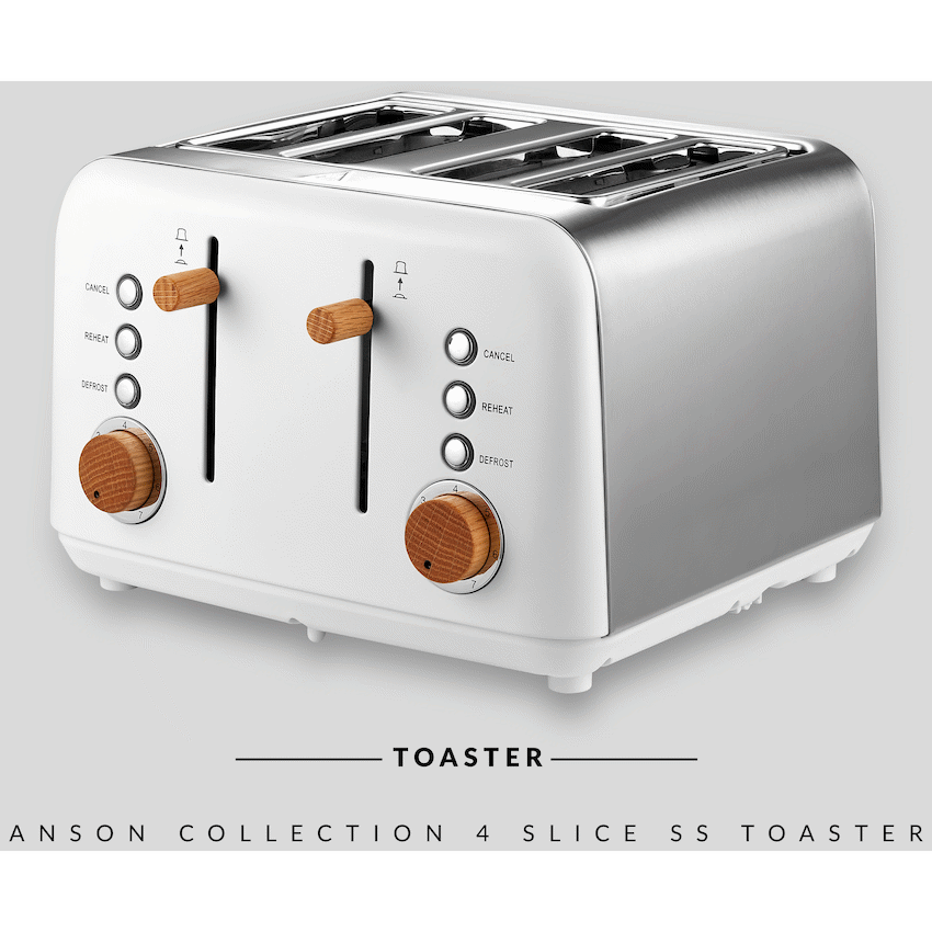 Boden Stark Anson Collection 4 Slice SS Toaster White - Guards On Duty Shop & Security Guards