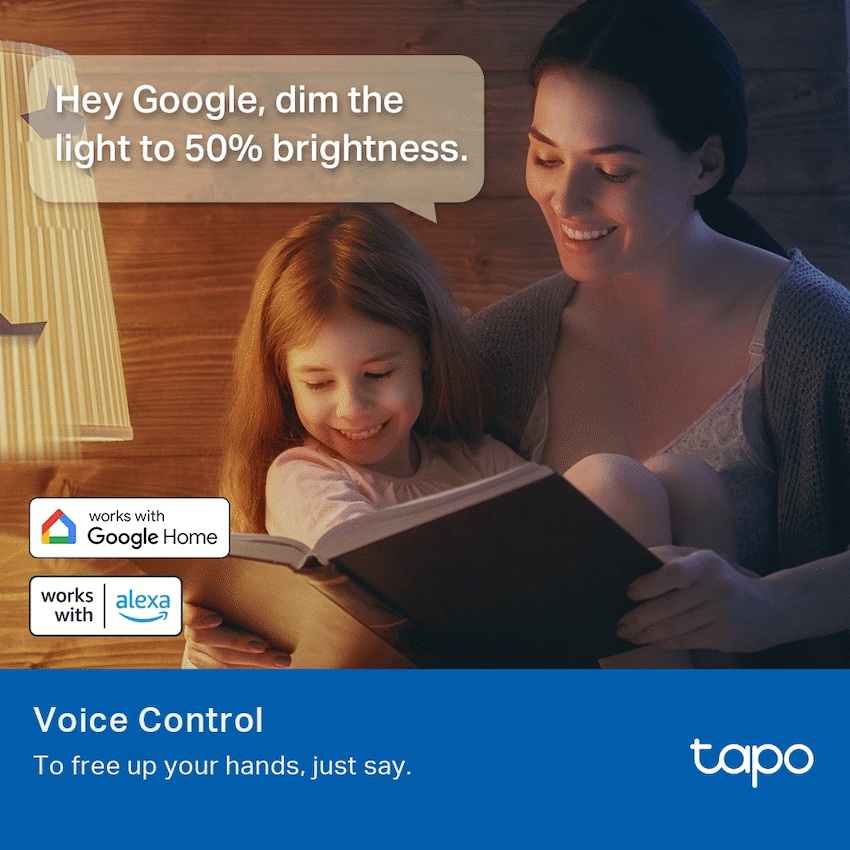 TP-Link Tapo L530E 2 Pack 8.7w Smart Wi-Fi Warm White Light Bulb, Dimmable, A60, E27
