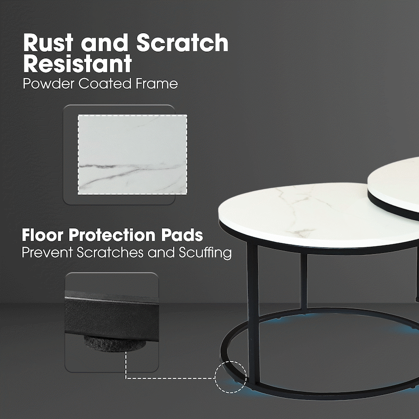 Everfurn Nile Nesting Coffee Table - Marble White