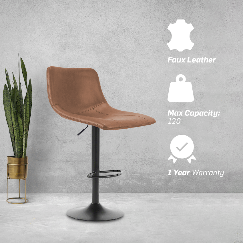 Everfurn Pinda Barstool Light Brown - 2 Pack