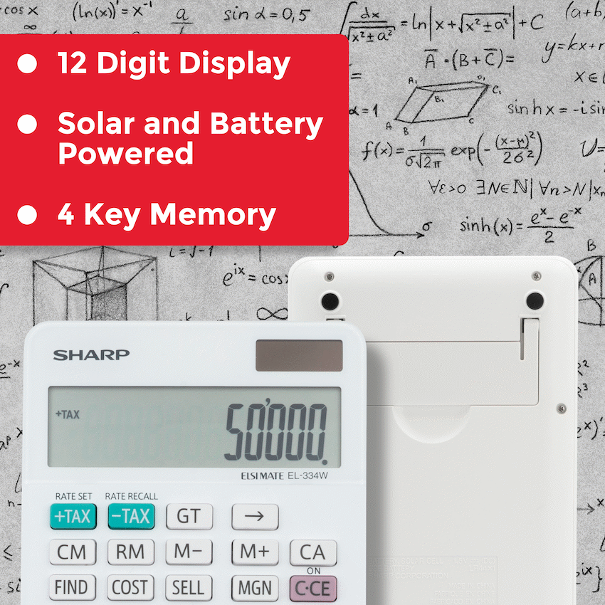 Sharp ElsiMate EL334WB - 12 Digit Desk Calculator - Guards On Duty Shop & Security Guards