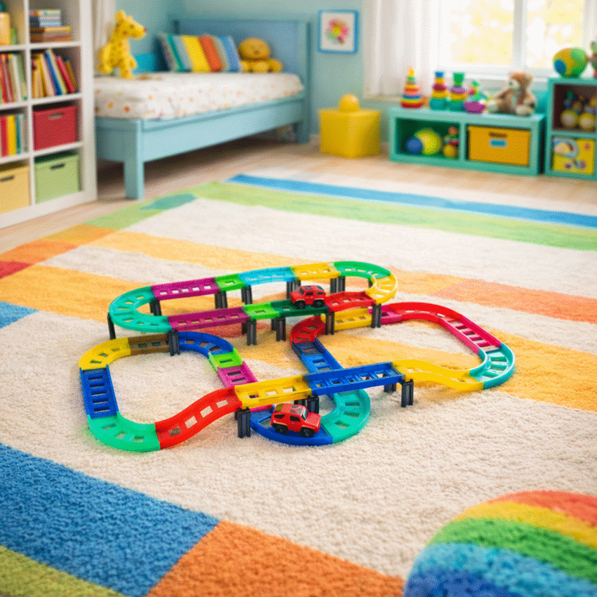 Edu-Matic Mini-Mag Magnetic Tile Tracks with 2 Cars and 93 Pieces - Guards On Duty Shop & Security Guards