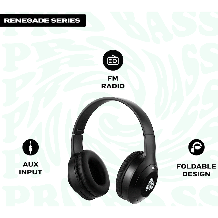 Pro Bass Renegade Series Bluetooth Headphone - Black