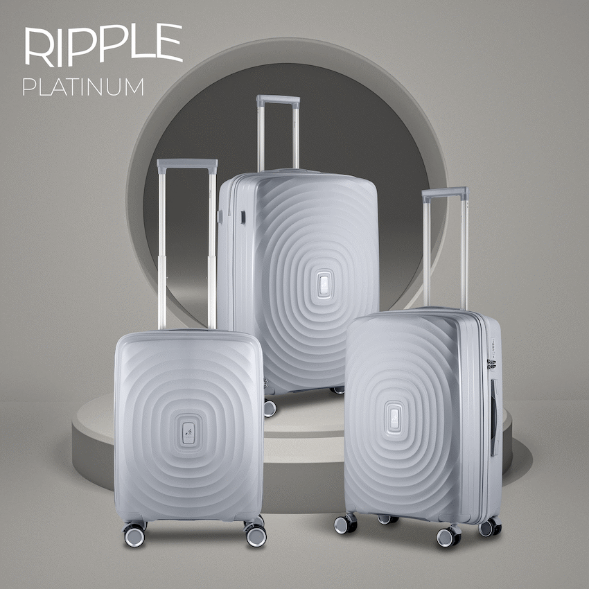 Travelwize Ripple PP 4-Wheel Spinner 3 Pc Luggage Set - Platinum