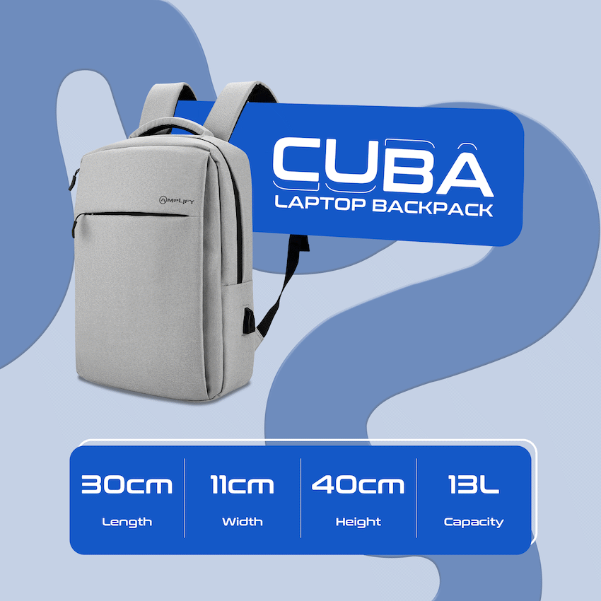 Amplify Cuba 15.6" Laptop Backpack Grey - Guards On Duty Shop & Security Guards