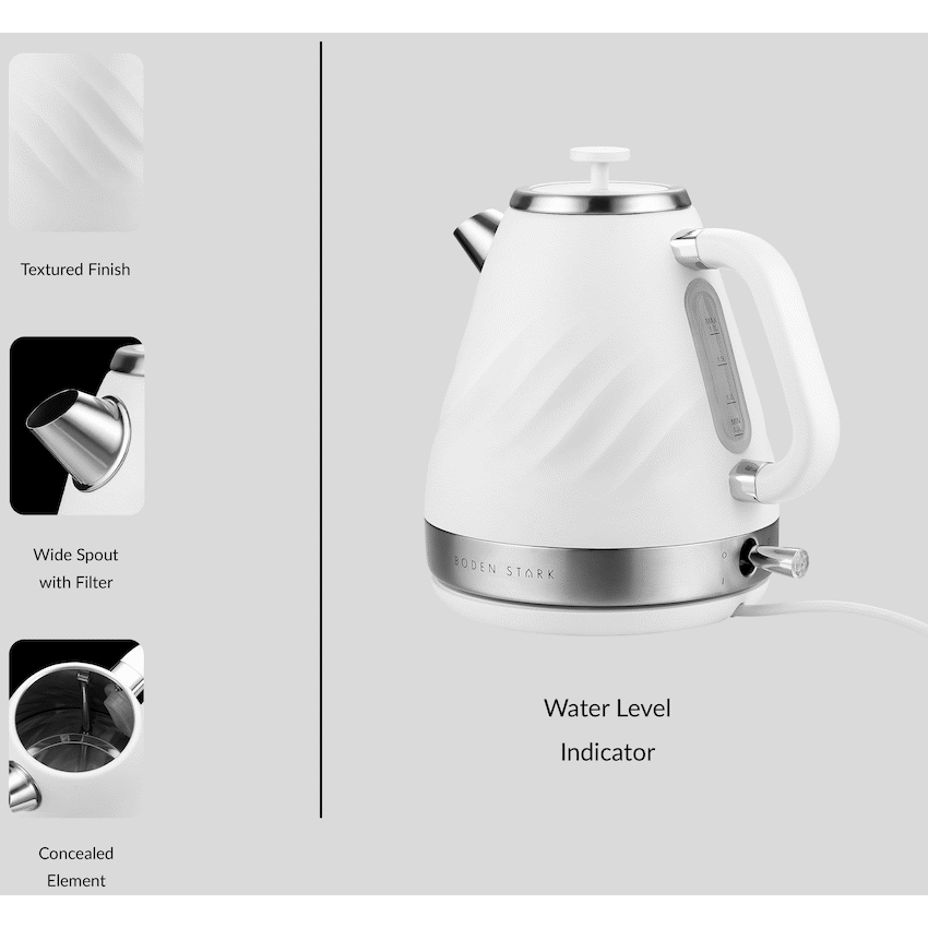 Boden Stark 1.7l Stainless Steel Kettle - White - Guards On Duty Shop & Security Guards