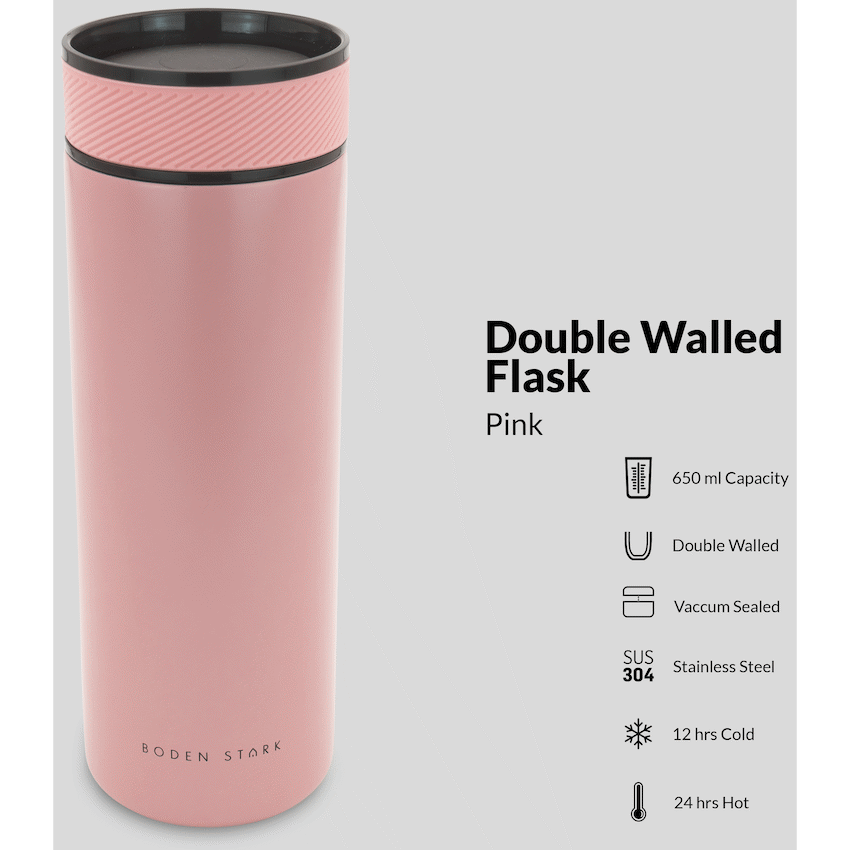 Boden Stark 650ml Flask - Pink