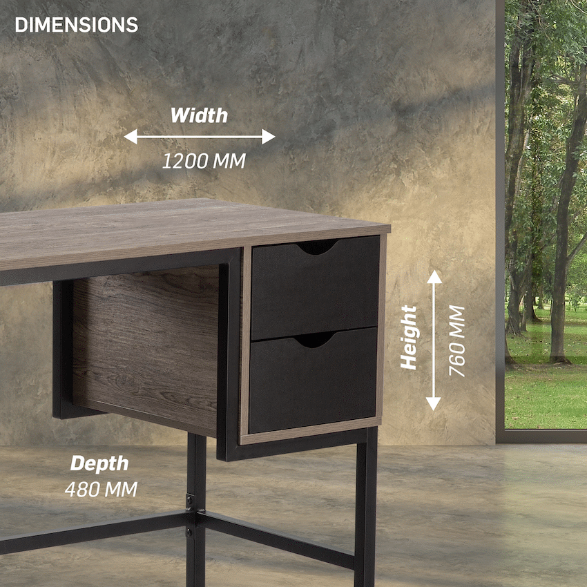 Everfurn Rampart Office Desk with Two Drawers, Powder-Coated Steel, Adjustable Feet - Guards On Duty Shop & Security Guards