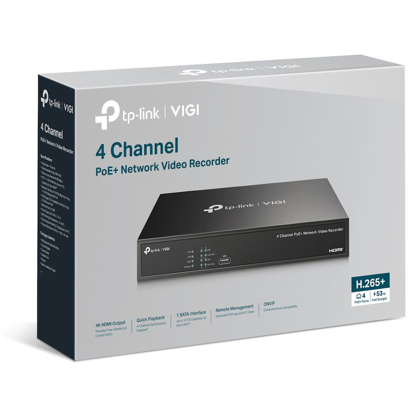 VIGI TP-Link Vigi NVR1004H-4P 4-Channel PoE Network Video Recorder