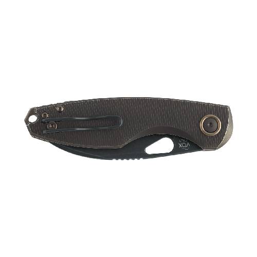 FOX Chilin Folding Knife M398 Black PVD Stone Washed Blade Black - FX-530 TIDSW