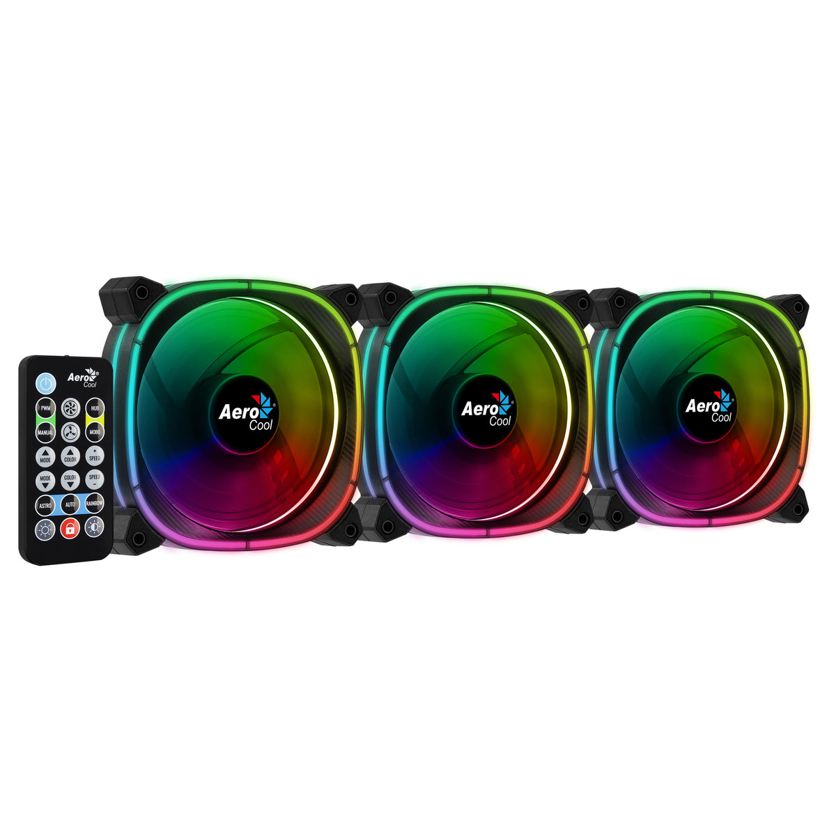 Aerocool Astro 12 Pro - Black - 12CM ARGB FANS x 3 | H66F HUB x 1 | REMOTE CONTROL x 1