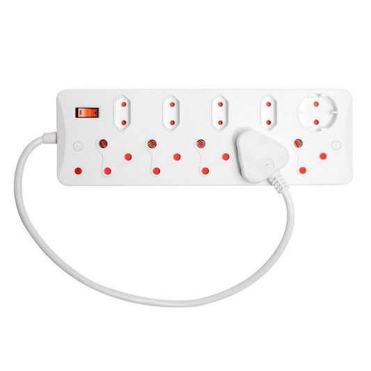 6 Way Multiplug 3 x 16a + 3 x 5a (c14)black - 10ab