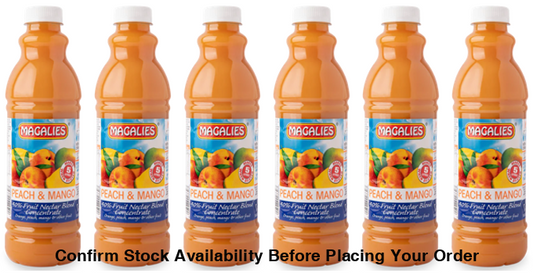 6 x MAGALIES 1 liter Peach & Mango 40% Concentrate (Sold 6x 1L Per Case) - Magalies Nectar Juice