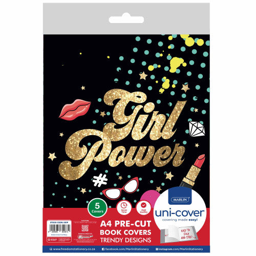 Marlin A4 Precut Book Cover Girl Power 5Pack