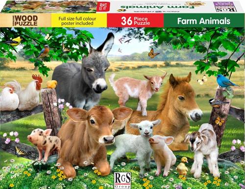 Rgs 36Pc Farm Animals Wooden Puzzle