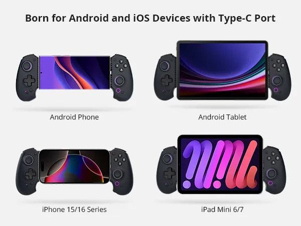 Abxylute S9 Mobile controller - USB-C + Bluetooth: Supports a wide range of phone/tablet devices compatibility;