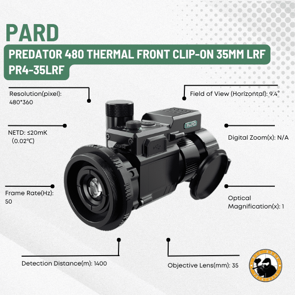 Pard Predator 480 Thermal Front Clip-On 35mm LRF PR4-35LRF