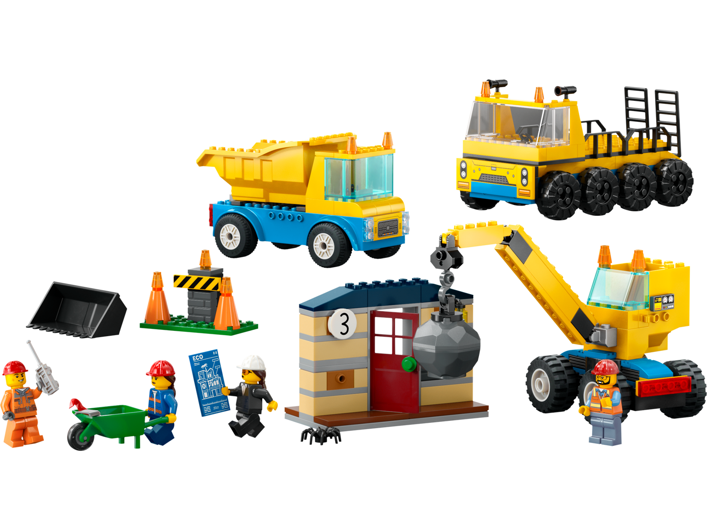 LEGO Construction Trucks and Wrecking Ball Crane — Set 60391