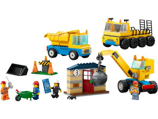 LEGO Construction Trucks and Wrecking Ball Crane — Set 60391