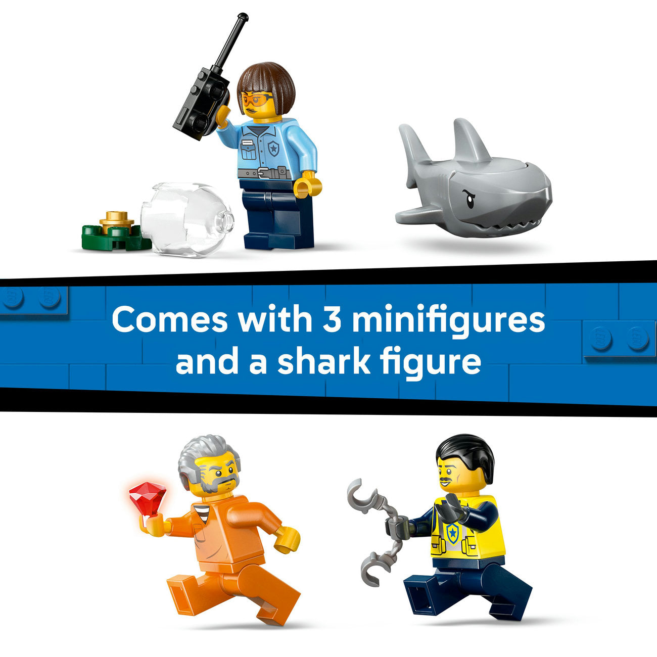LEGO® City Police Boat Chase Toy with a Floatable Speedboat and Dinghy 60456