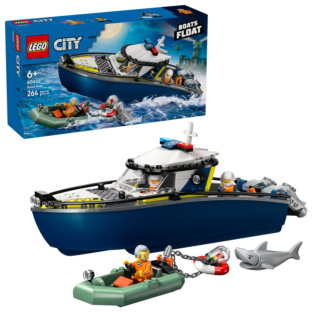 LEGO® City Police Boat Chase Toy with a Floatable Speedboat and Dinghy 60456