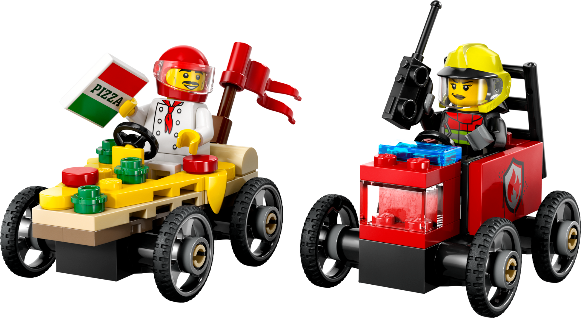 LEGO Pizza vs. Fire Truck Race Car Pack — Set 60458