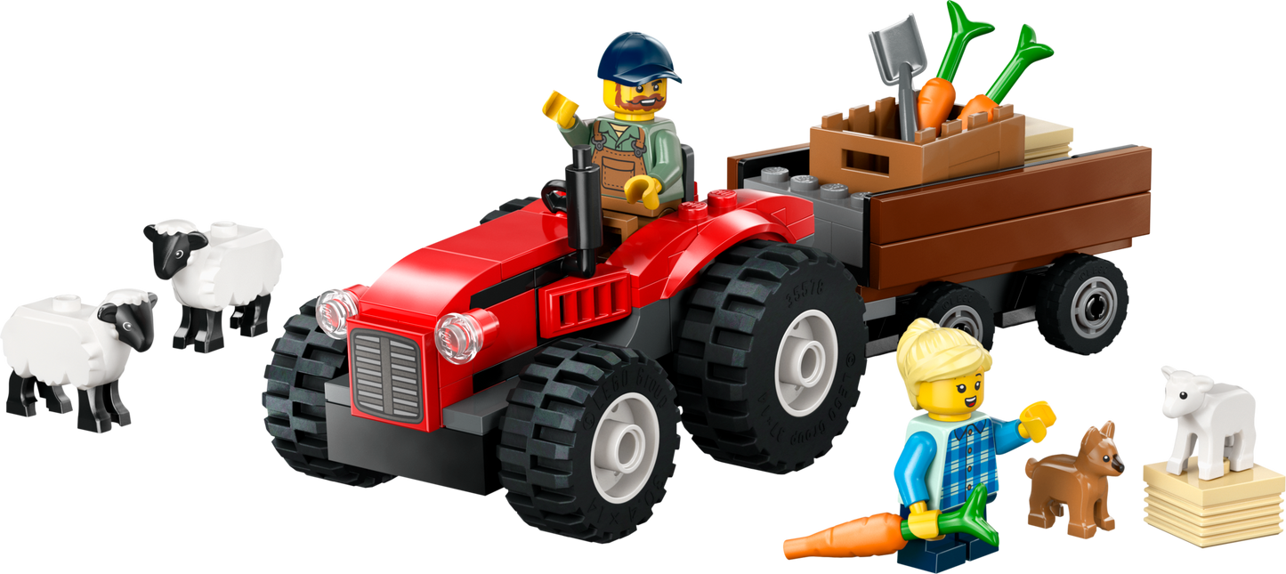 LEGO Red Farm Tractor With Tailer And Sheep — Set 60461