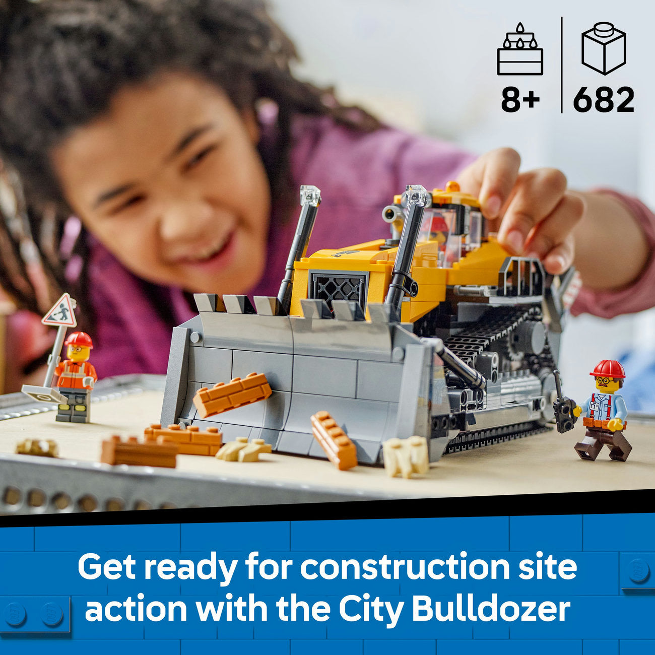 LEGO® City Yellow Bulldozer Construction Site Building Toy Playset 60466