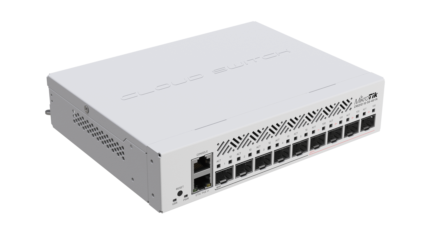 MikroTik CRS310-1G-5S-4S+IN, 4 x 10G SFP+ Ports, 5 x 1G SFP Ports, 1 x 1G Ethernet Port
