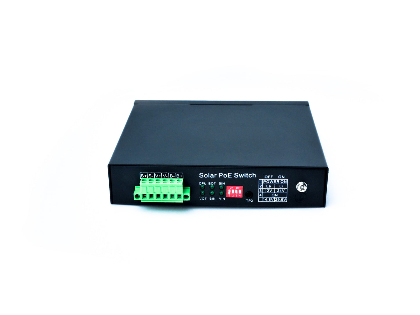 5 Port Gigabit MPPT Solar POE switch (Selectable IEEE802.3af/at/POE++) + 1 SFP port.
