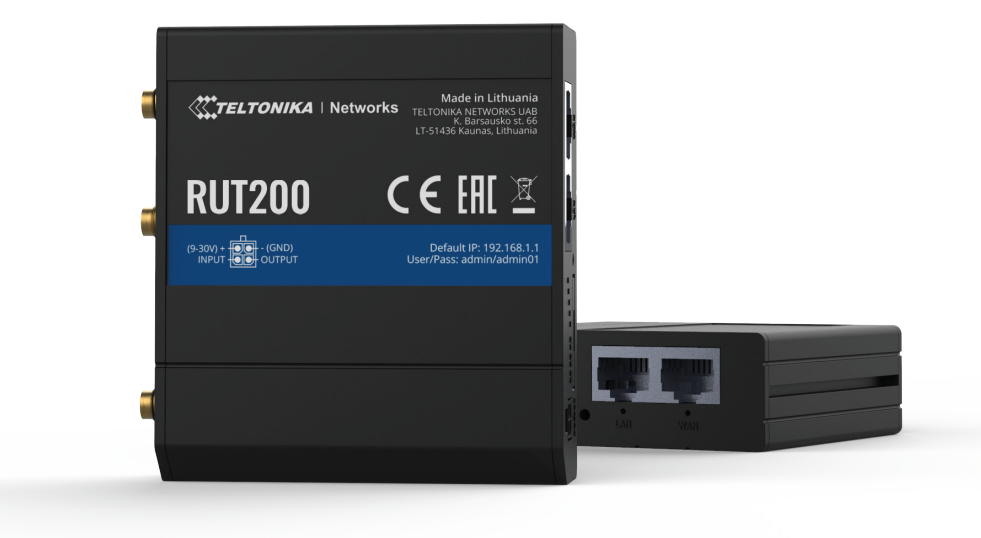 Teltonika 4G/LTE WiFi 4 Industrial Cellular Router | RUT200