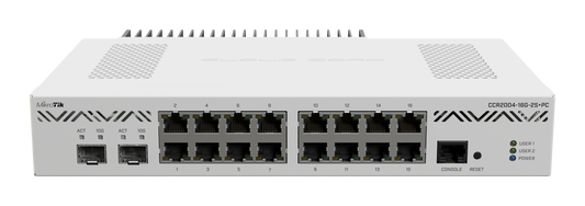 MikroTik Cloud Core 16 Port Gigabit 2SFP+ Passive Cooling Router | MT-RBCCR2004-16G-2S+PC