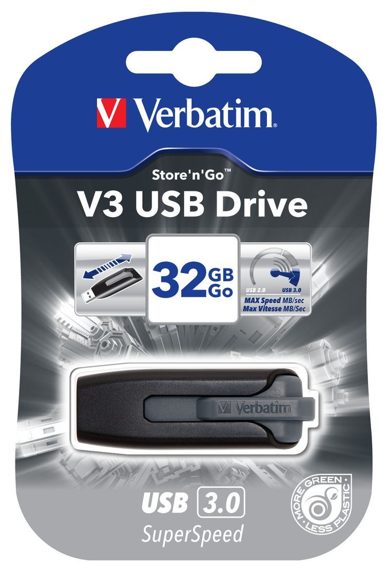 VERBATIM 32GB V3 Store 'n Go USB 3.0 - Grey