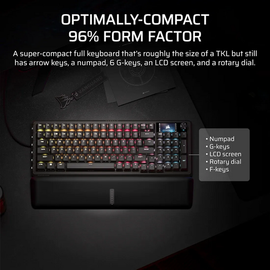 Corsair VANGUARD PRO 96% Hall Effect Gaming Keyboard - MGX Hyperdrive magnetic switches - Black.