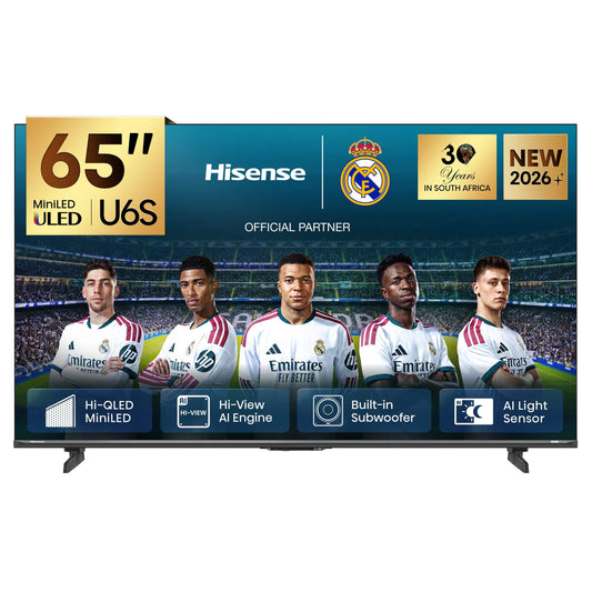 HISENSE LEDN65U6S 65 inch TV | Hi-QLED MiniLED | 60Hz Game Mode Plus | 120HSR | AI Smooth Motion | Total HDR Solution