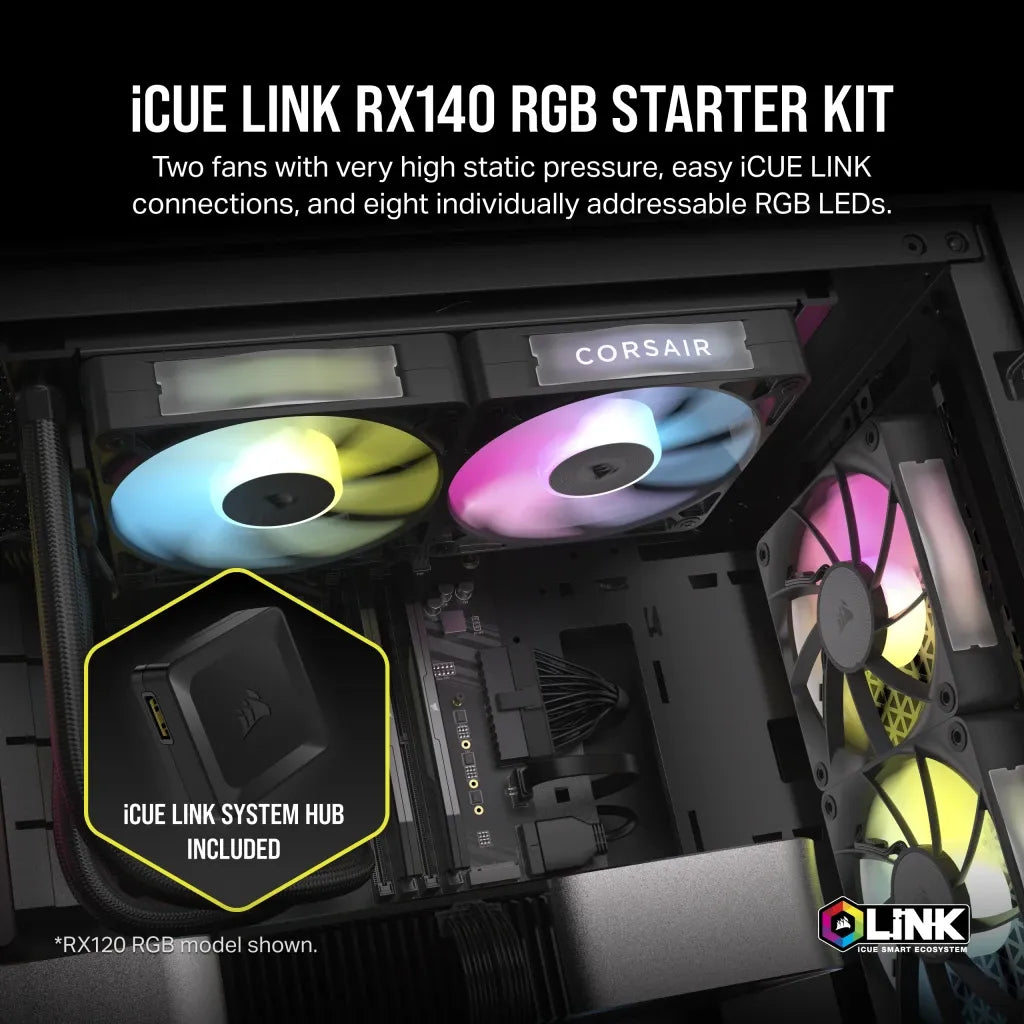 Corsair RX Series; iCUE LINK RX140; 140mm Fan; Dual Pack.