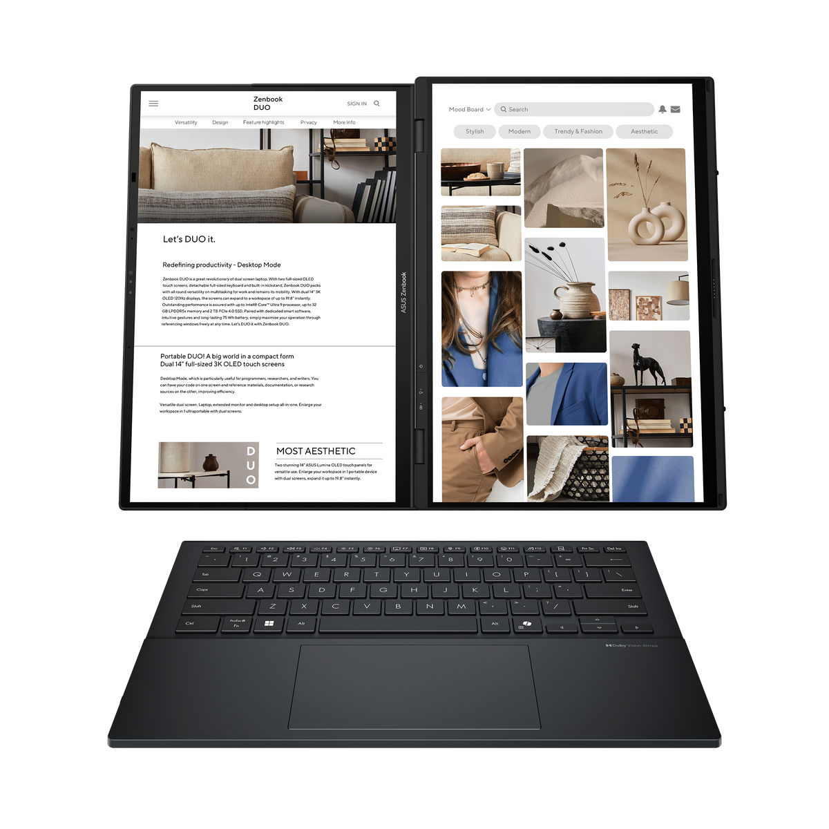 ASUS Zenbook Duo|UX8406CA-0U91610G2W|14'' OLED|TOUCH|500NITS|GREY|Ultra 9-285H|LPDDR5X 16GB OB|1TB PCIE SSD|STYLUS|BACKPACK|WINH