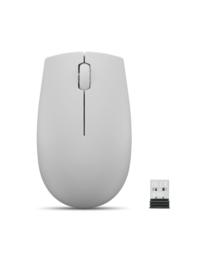 Lenovo 300 Wireless Compact Mouse (Arctic Grey) with battery