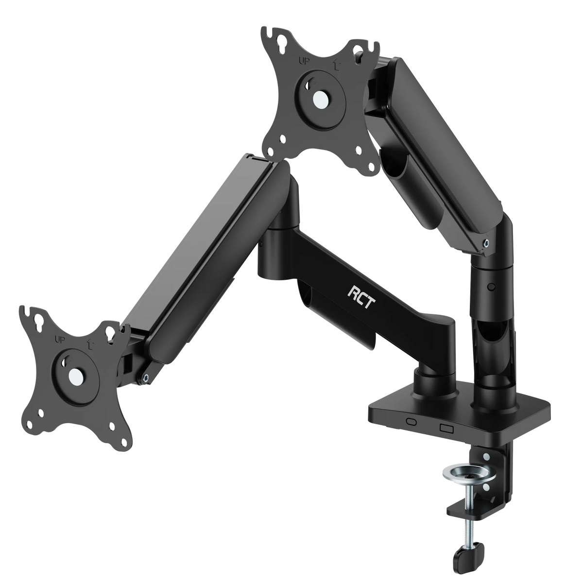 BRACKET 17'' - 32'' dual monitor mount; gas spring: tilt; swivel & rotate; VESA Compatible 75x75 & 100x100; up to 9Kg per screen