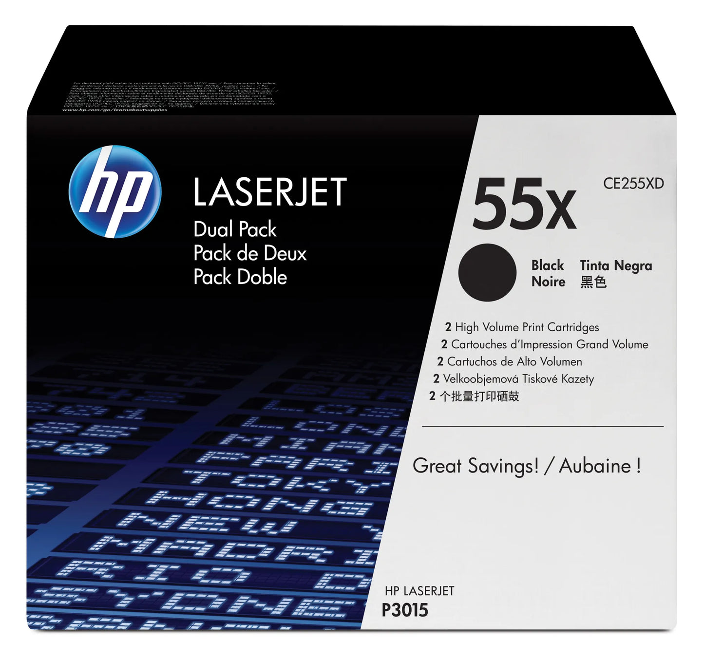 HP 55X Black Toner Cartridge Dual Pack