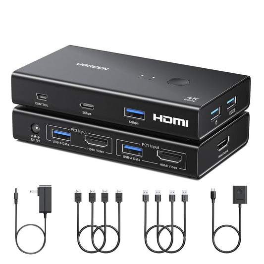 UGREEN 2-In-1 HDMI KVM Switch 4 USB Ports 4K@60Hz–Black - Guards On Duty Shop & Security Guards