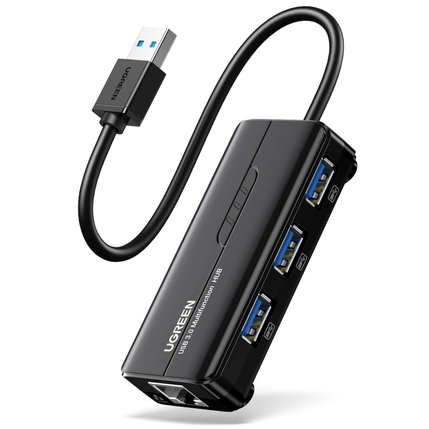 UGREEN USB Type-A Male to Ethernet Adapter with 3-Port USB Hub – Black - Guards On Duty Shop & Security Guards
