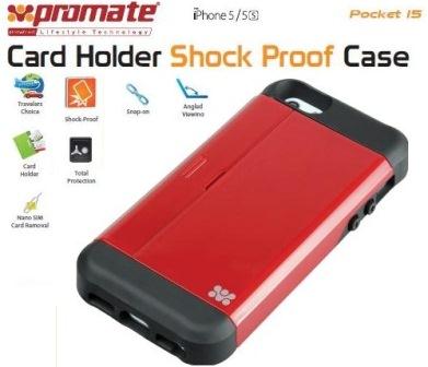 Promate Maroon Pocket Iphone 5 Shock Proof Rubberized Case